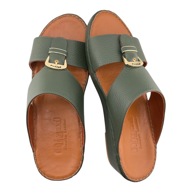 AJYAD Handmade Arabic Sandals For Men | Outdoor Mens Slippers | Everyday Flip Flops Open Toe | Arabic Genuine Shamwa Leather | New Design | Tan Footbed | Comfortable & LightWeight - Image 2